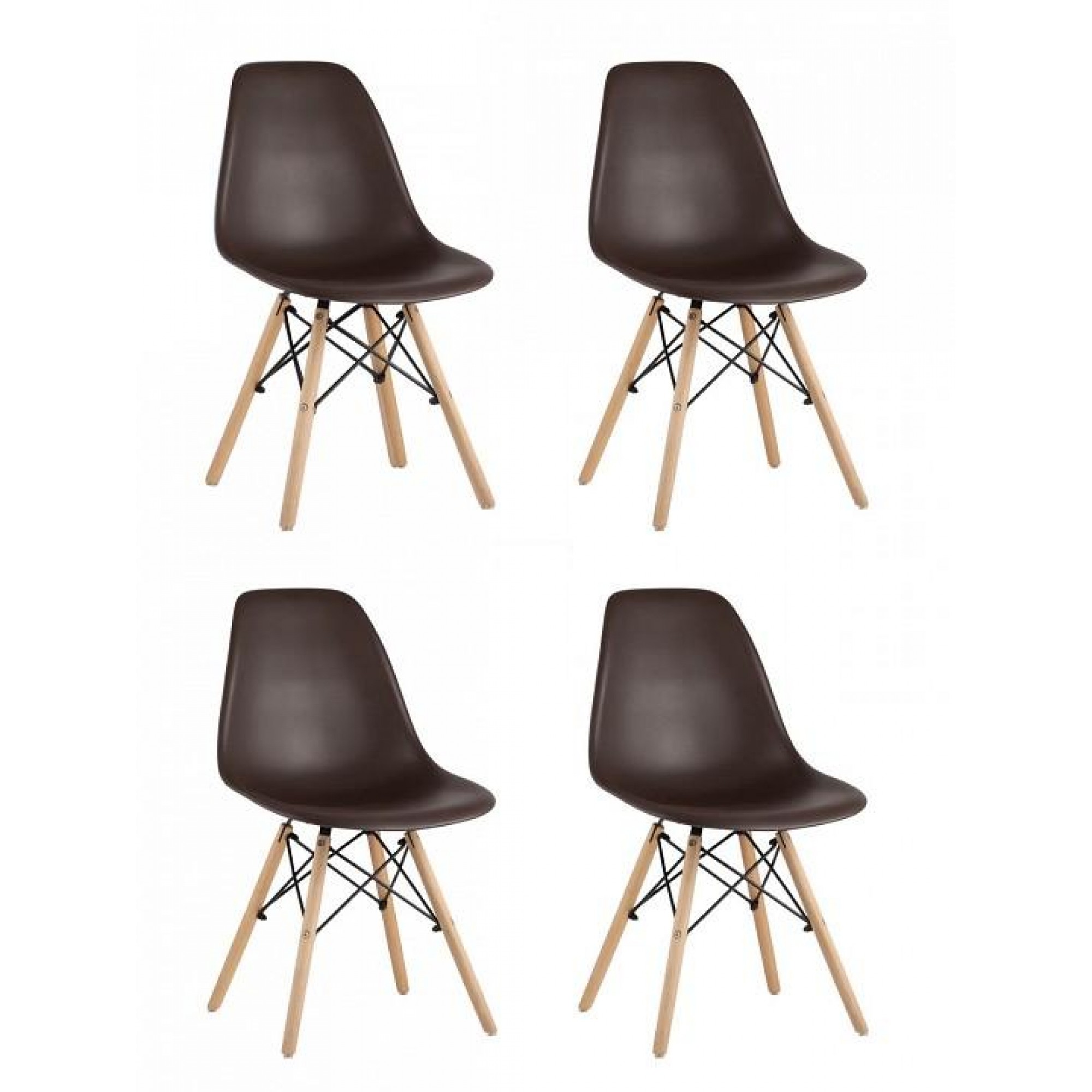 Набор из 4 стульев Eames    SGR_8056PP-BROWN-X4