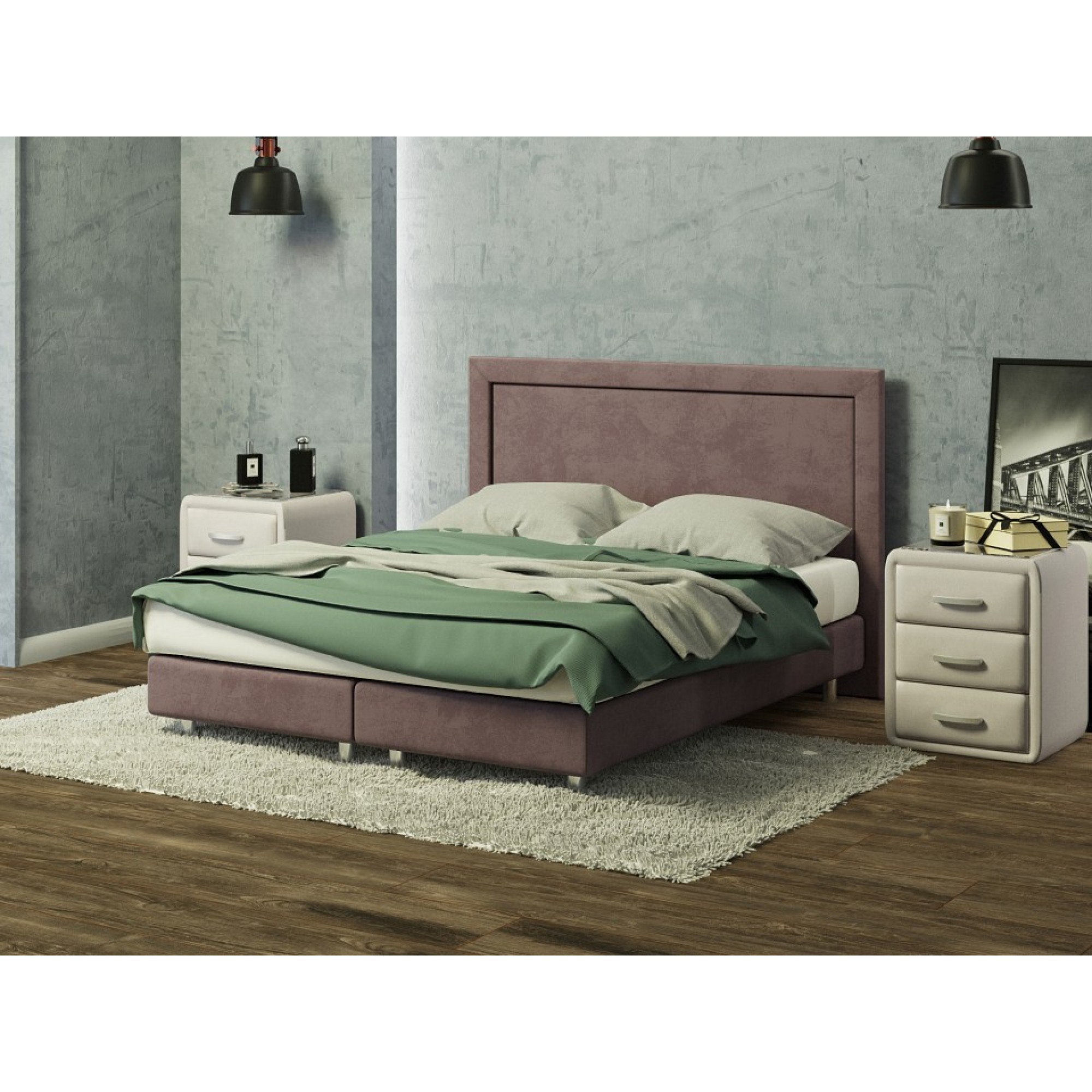 Кровать двуспальная London Boxspring Lift  ORM_160-200-LondonBoxspringLift-UltraHotChocolate