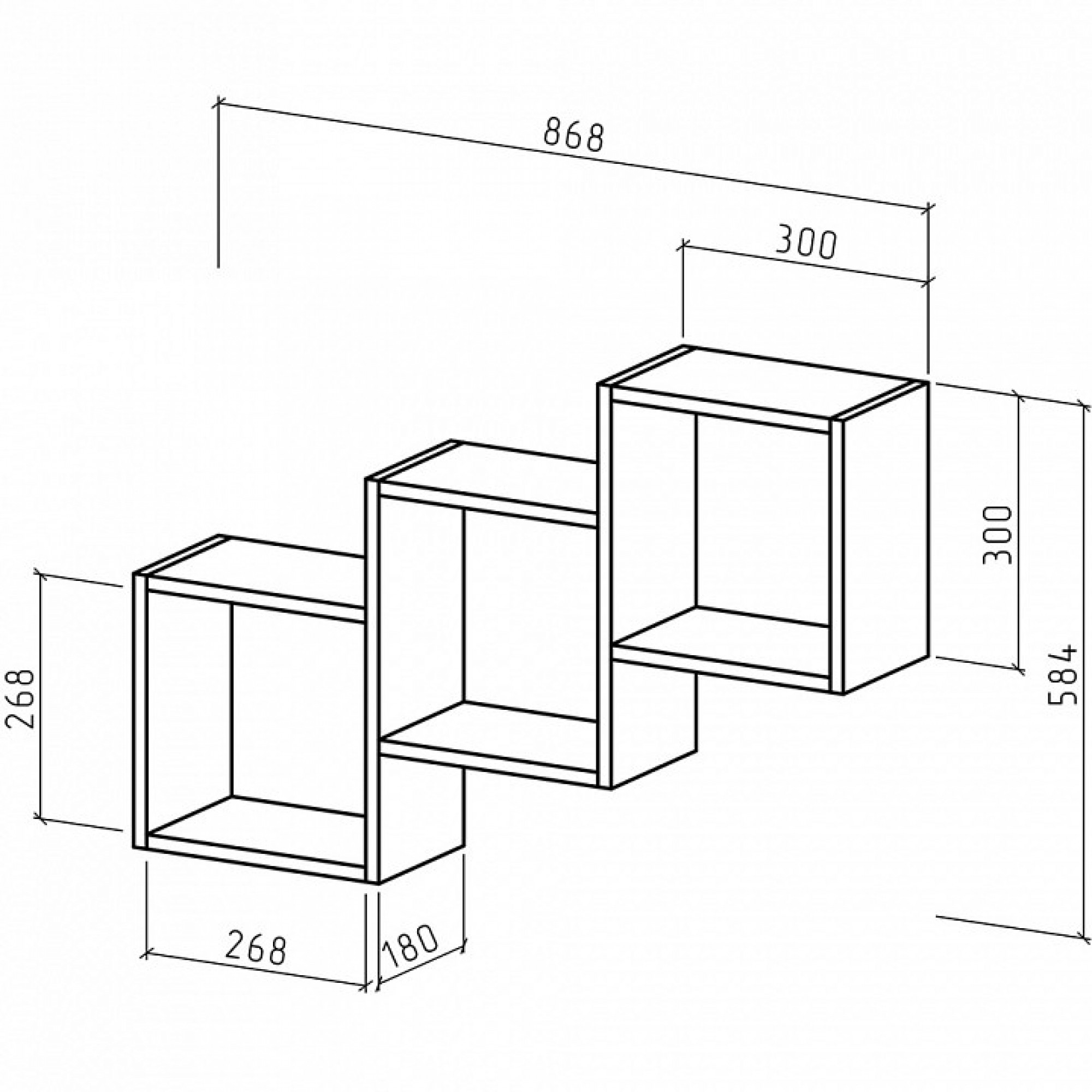 Полка книжная Флэш-2    MAS_PNFL-2-DM