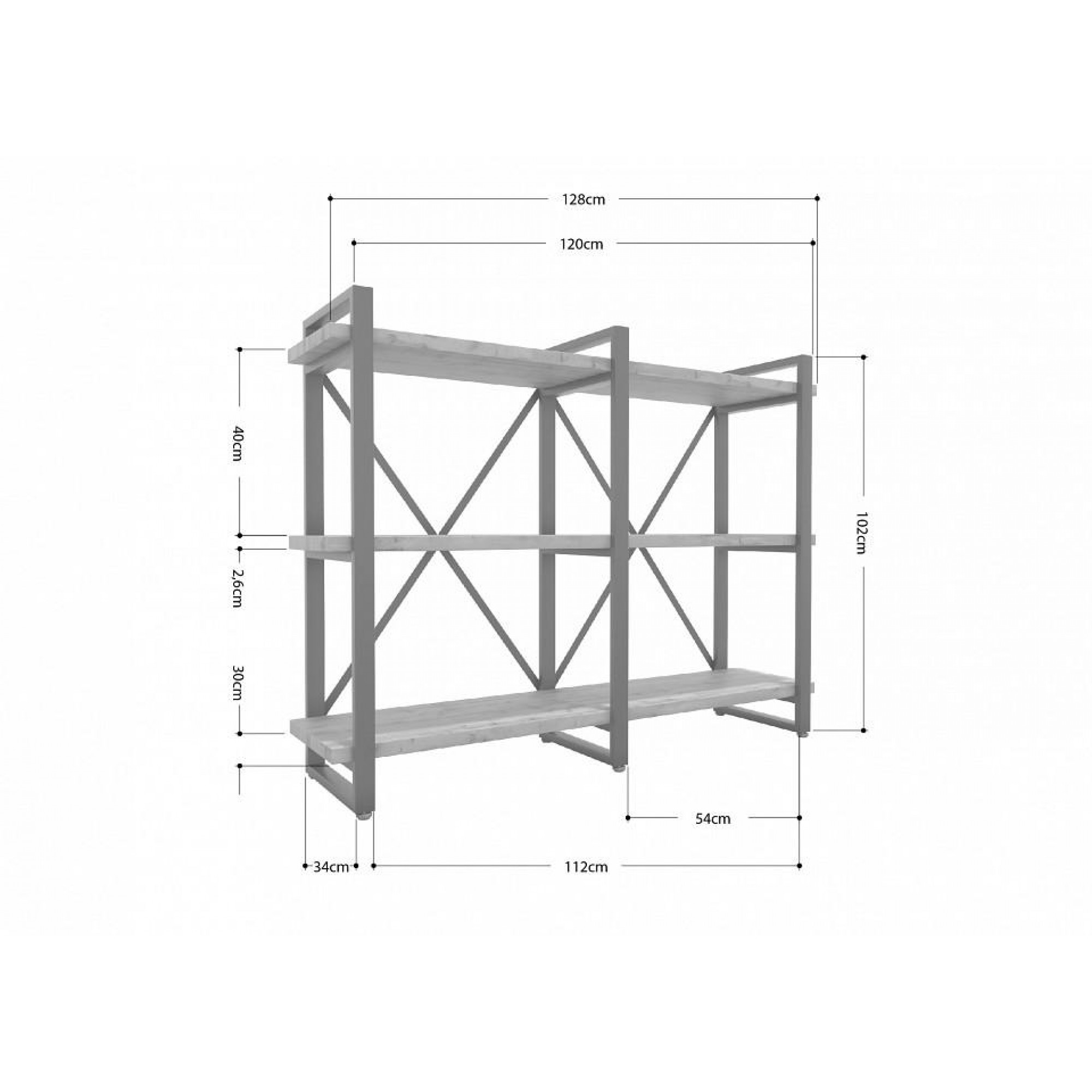 Стеллаж Айсберг Лофт 120x102-3    FSN_4s-sice-120-102-3-9005-beliy