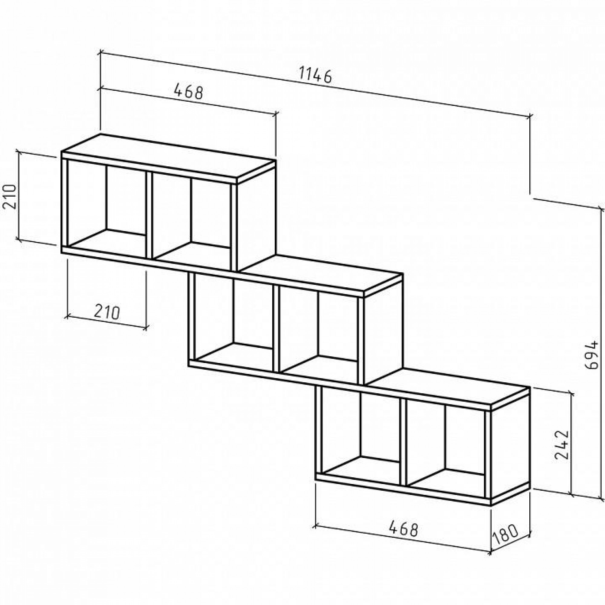 Полка книжная Вайс-2    MAS_PNV-2-DS