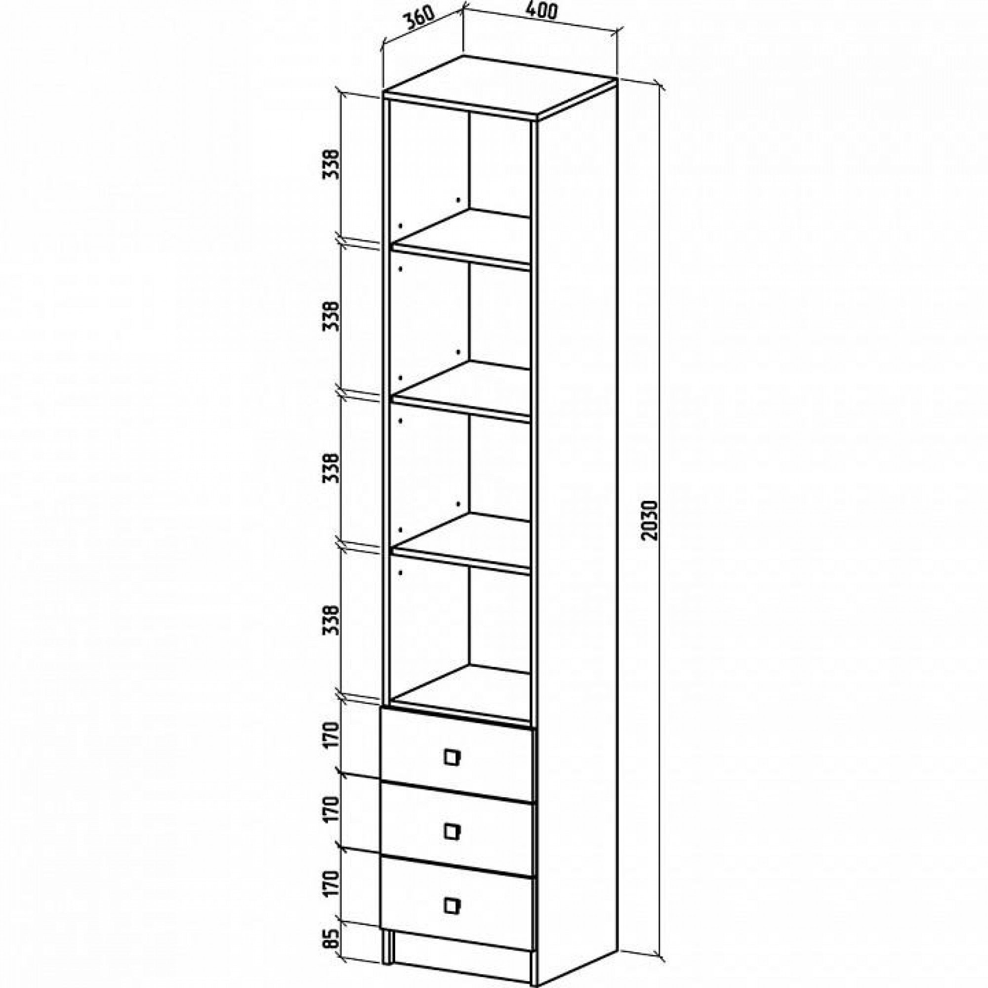 Шкаф для белья Бостон-4    MAS_SHB-4B-DZ