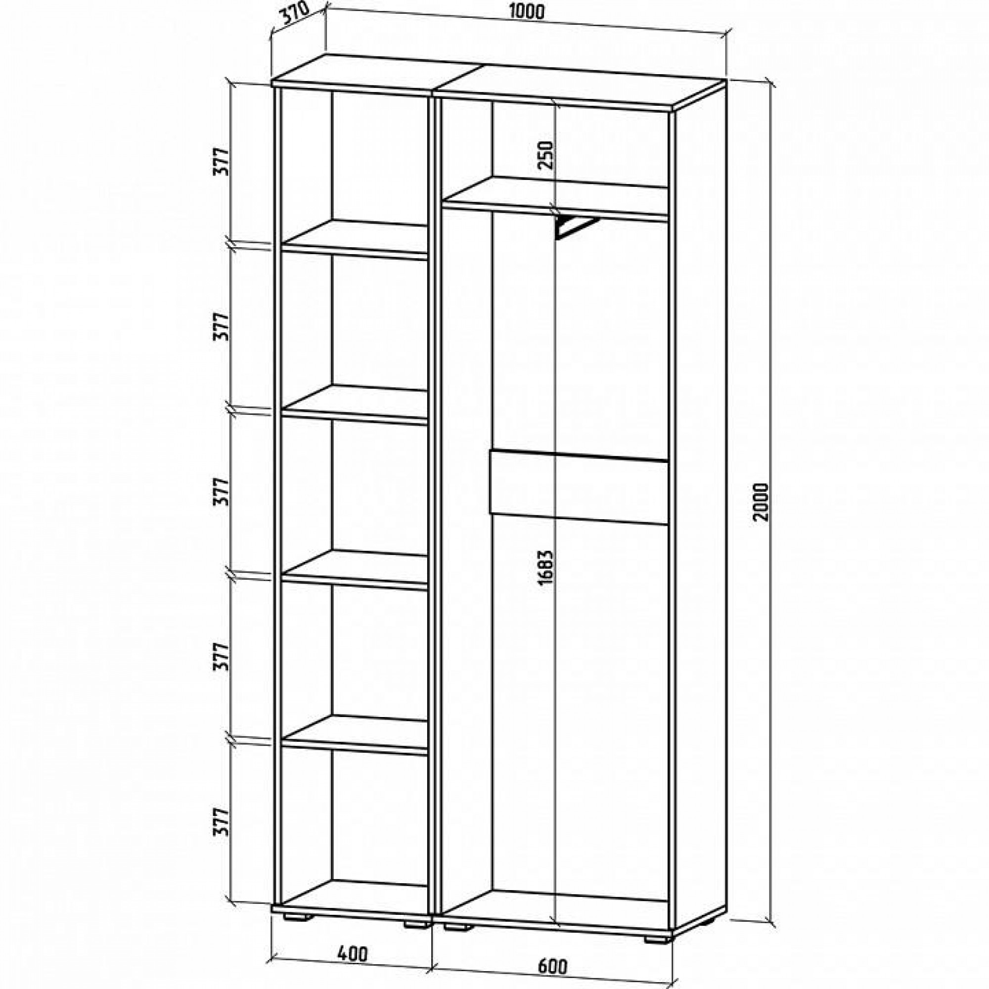 Шкаф платяной Тунис-5    MAS_SHT-5-BEL