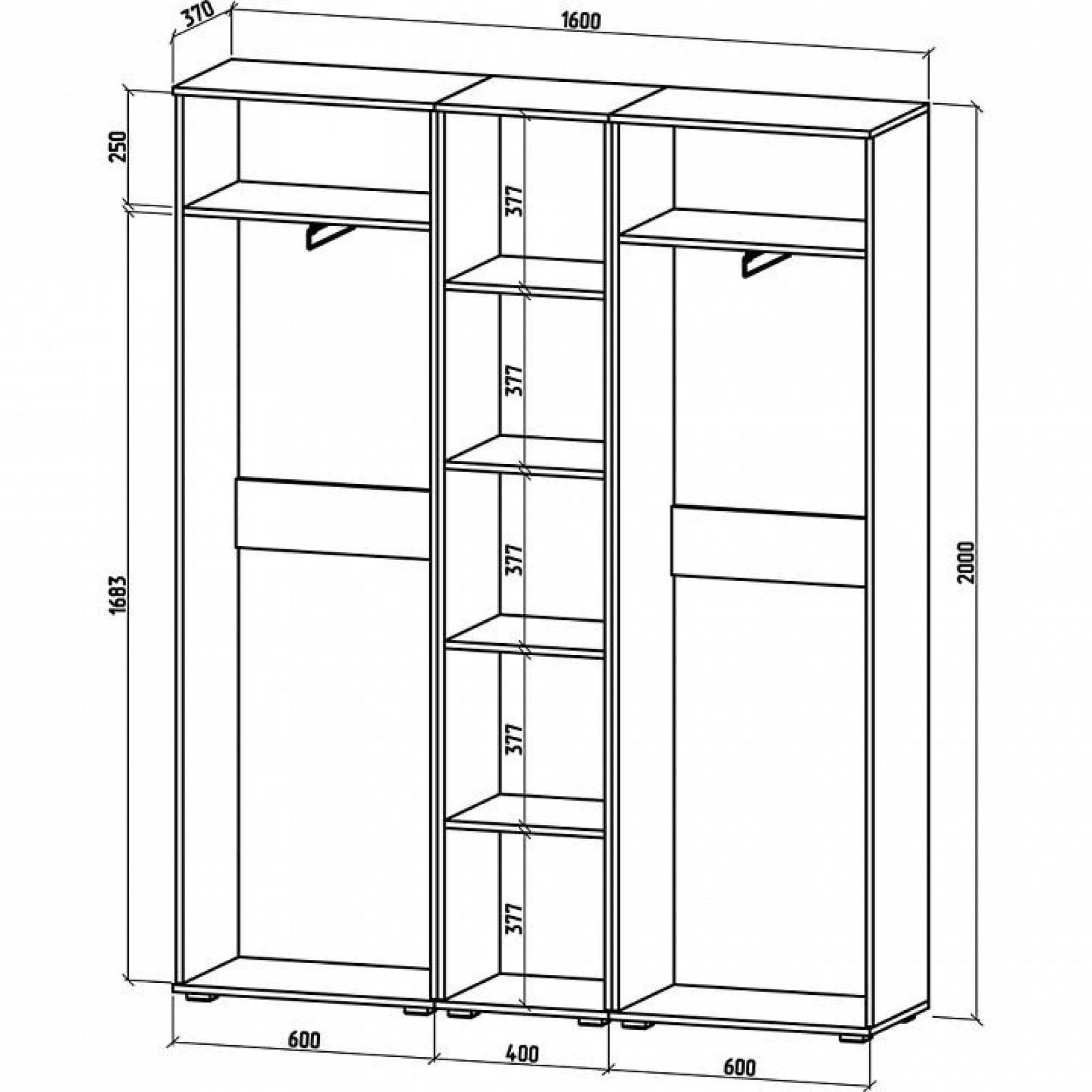 Шкаф платяной Тунис-8    MAS_SHT-8-DSB