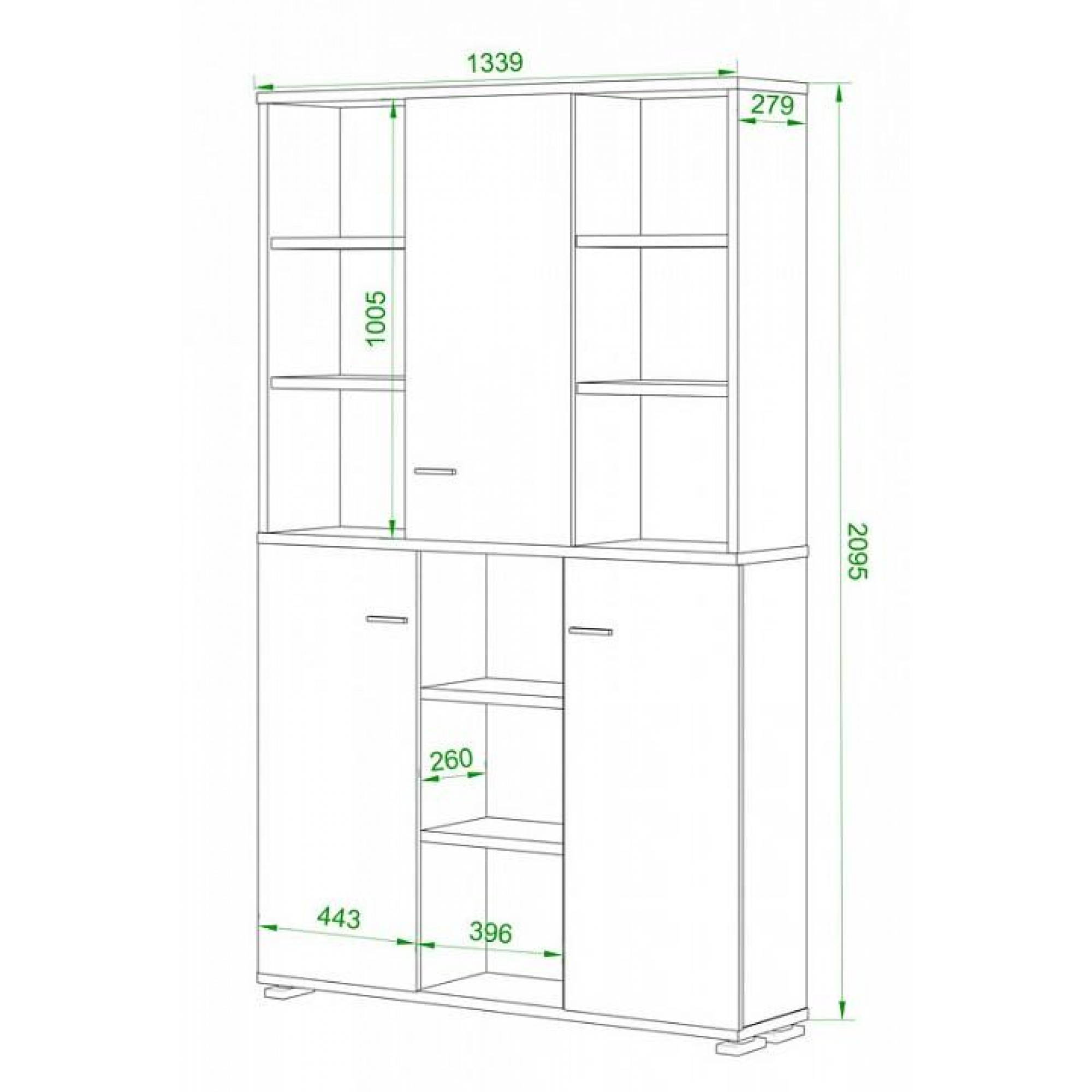 Шкаф книжный Домино нельсон ПУ-40-3    MER_PU-40-3_N