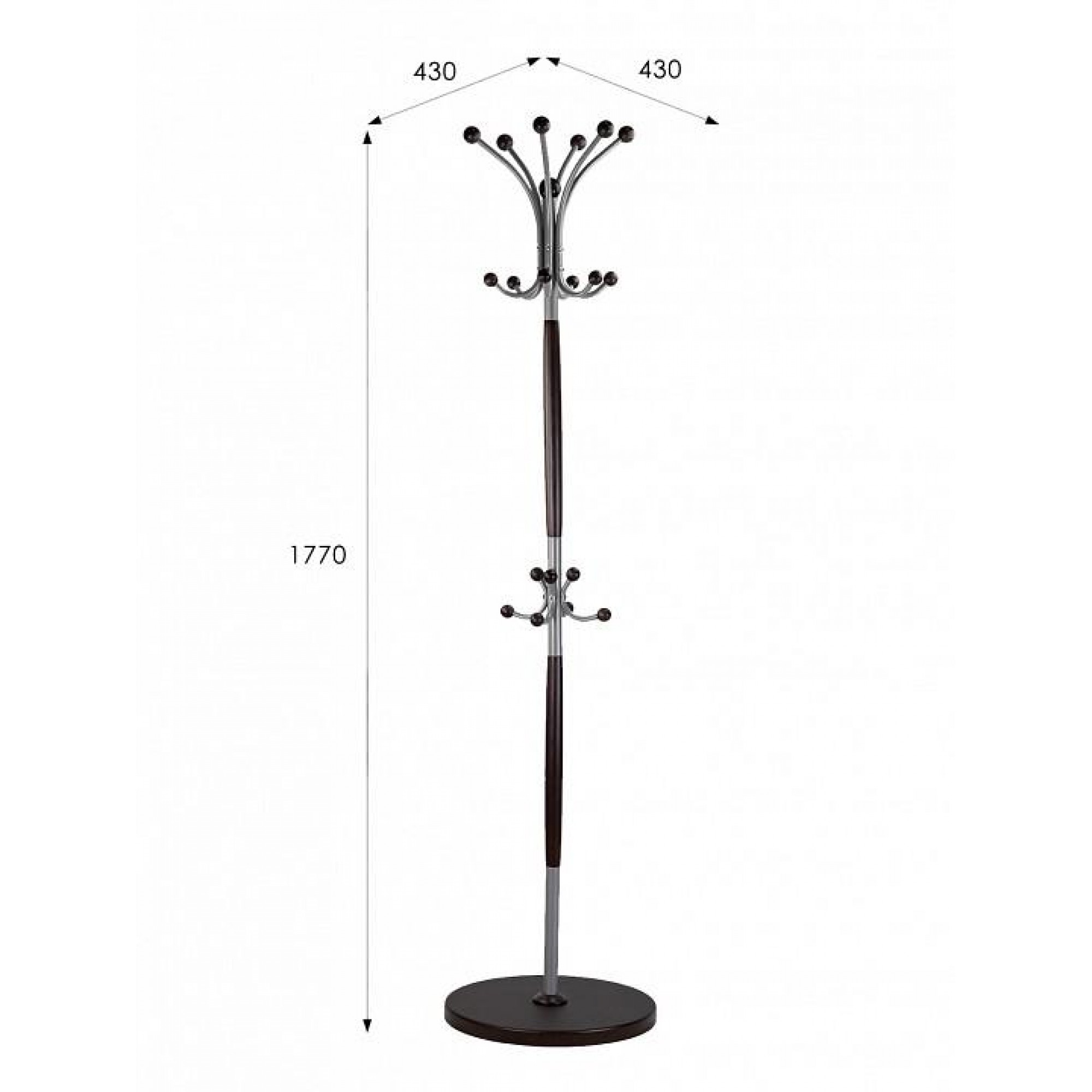 Вешалка-стойка Декарт Д-1 венге/металлик    ML_D-1_WENGE