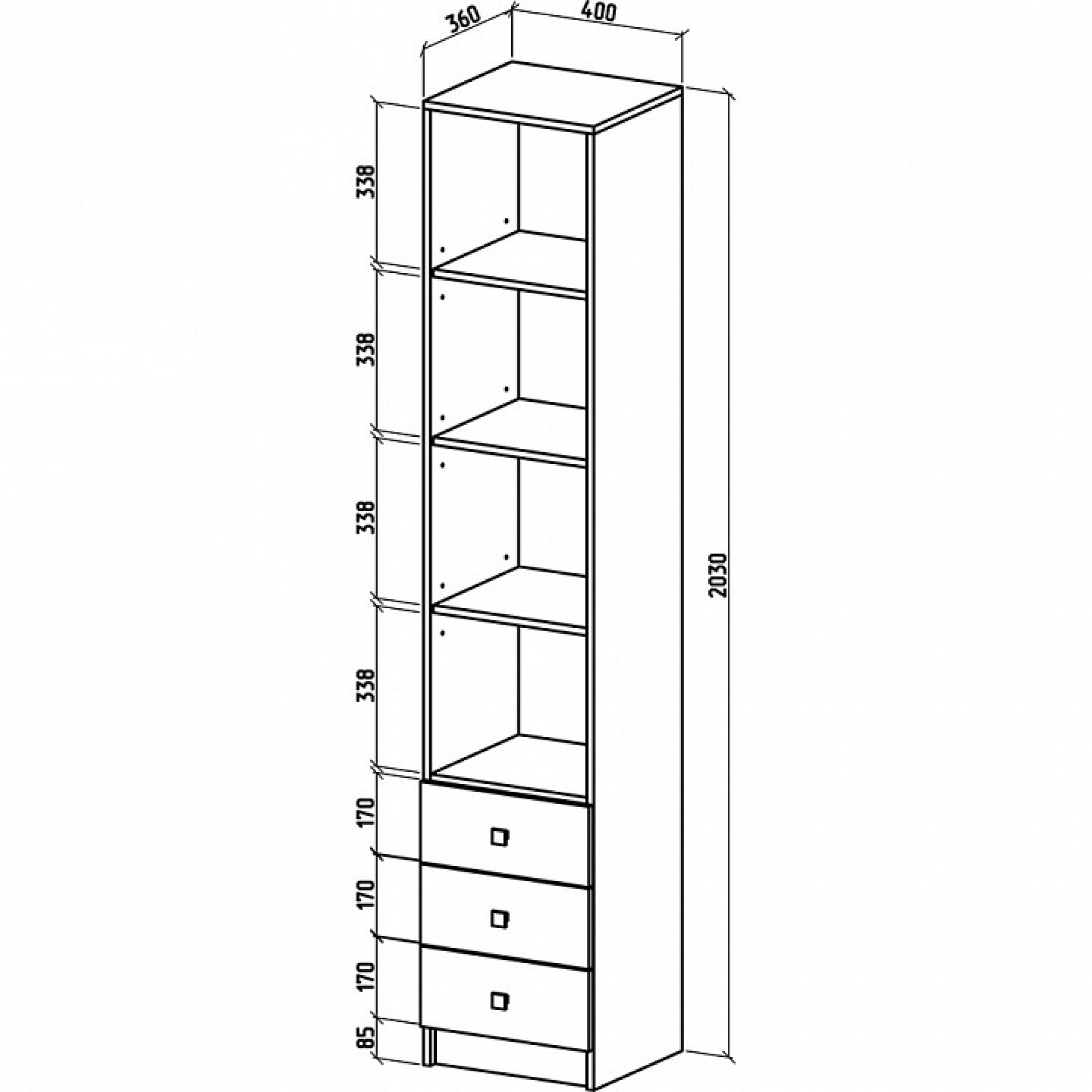 Шкаф для белья Бостон-4    MAS_SHB-4B-DS